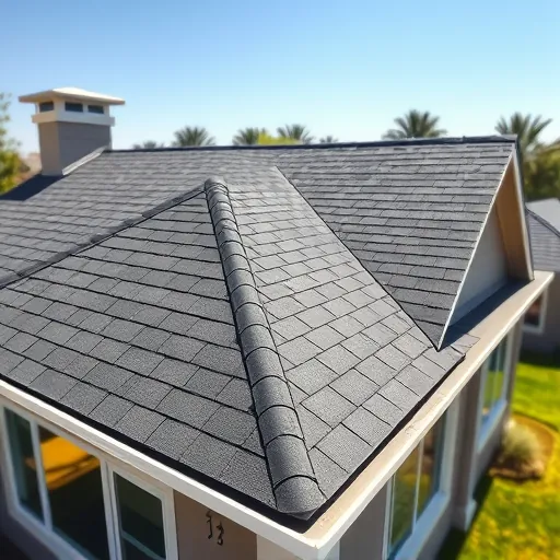 Completed roof installation in Modesto, CA showcasing shingles and structure against a clear blue sky.
