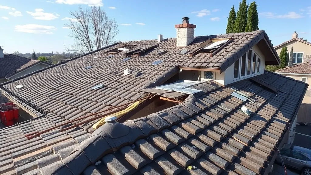 Wind Damage Roof Repair projects in Modesto CA showcasing before and after images of the restoration process