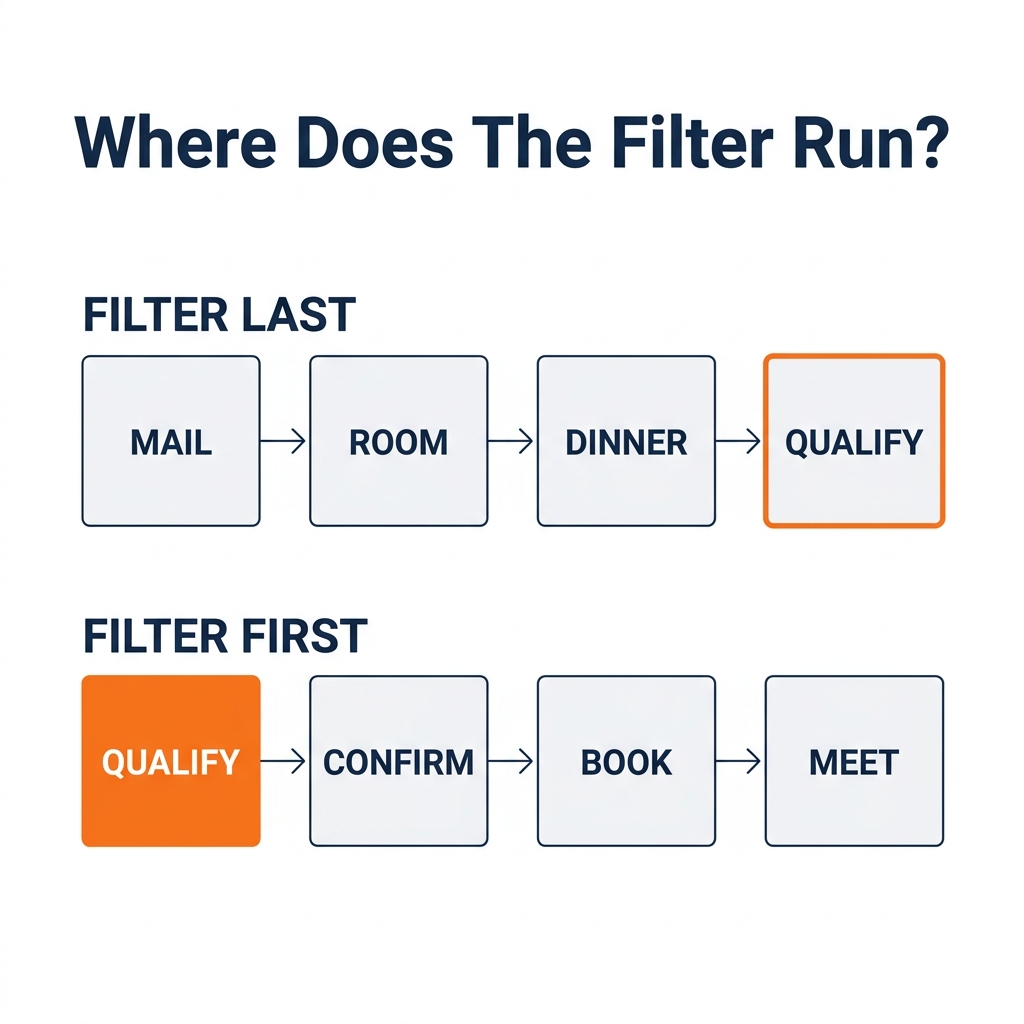Filter last versus filter first sequence for annuity appointment setting