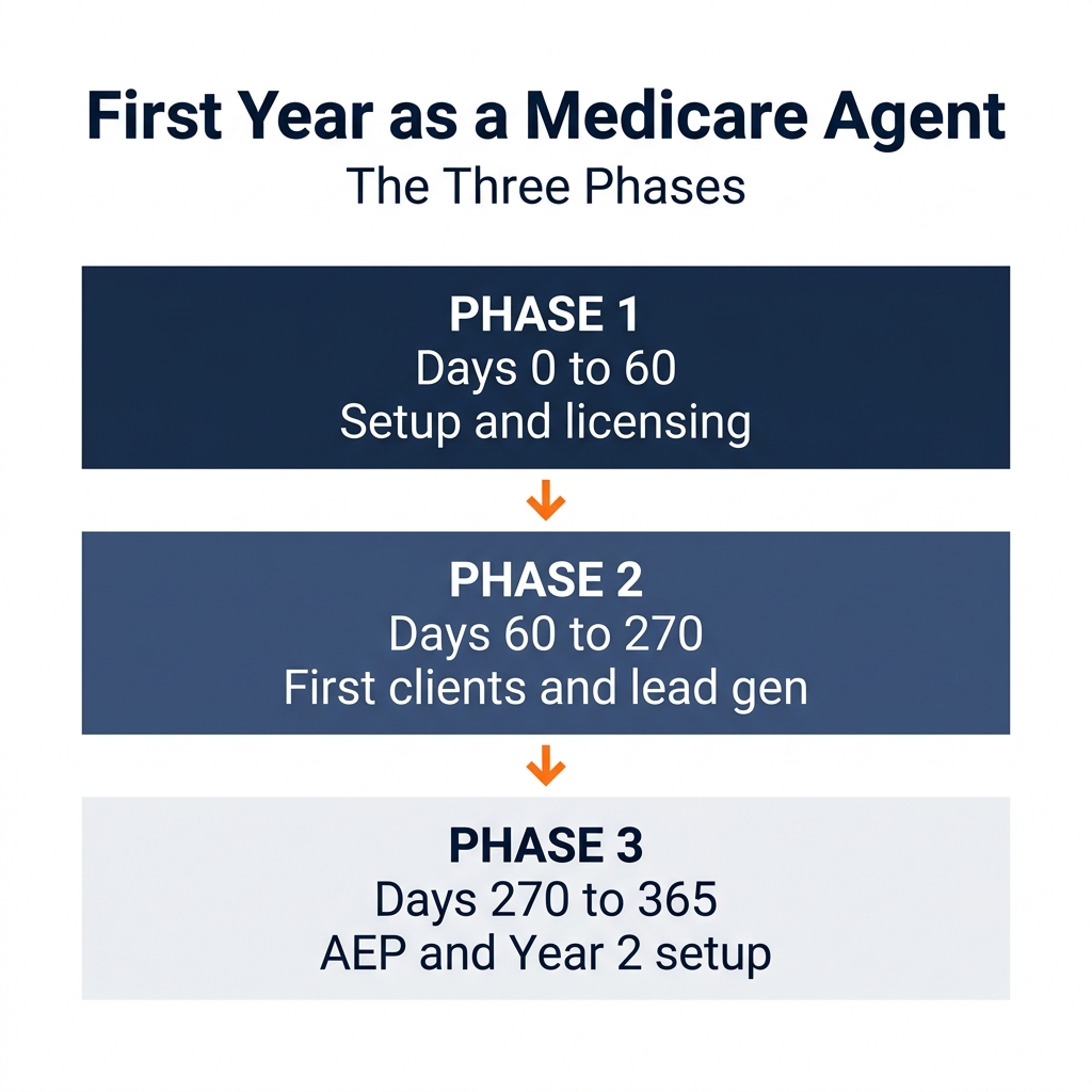 First year as a Medicare agent — three phases timeline