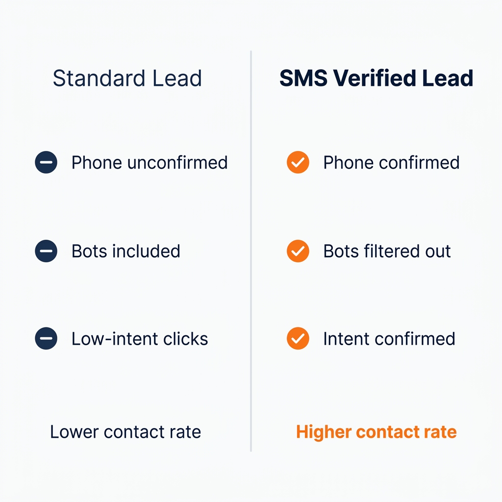 Standard lead vs SMS verified Medicare lead comparison
