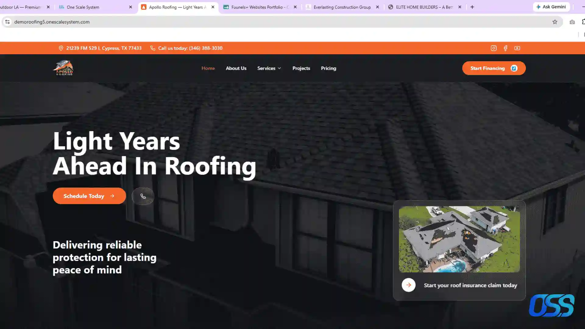 Demo Roofing Agency roofing website example