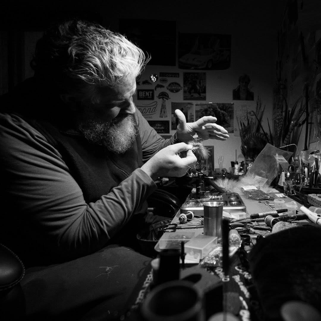 Clark Pierce, aka Uncle Cheech, tying flies
