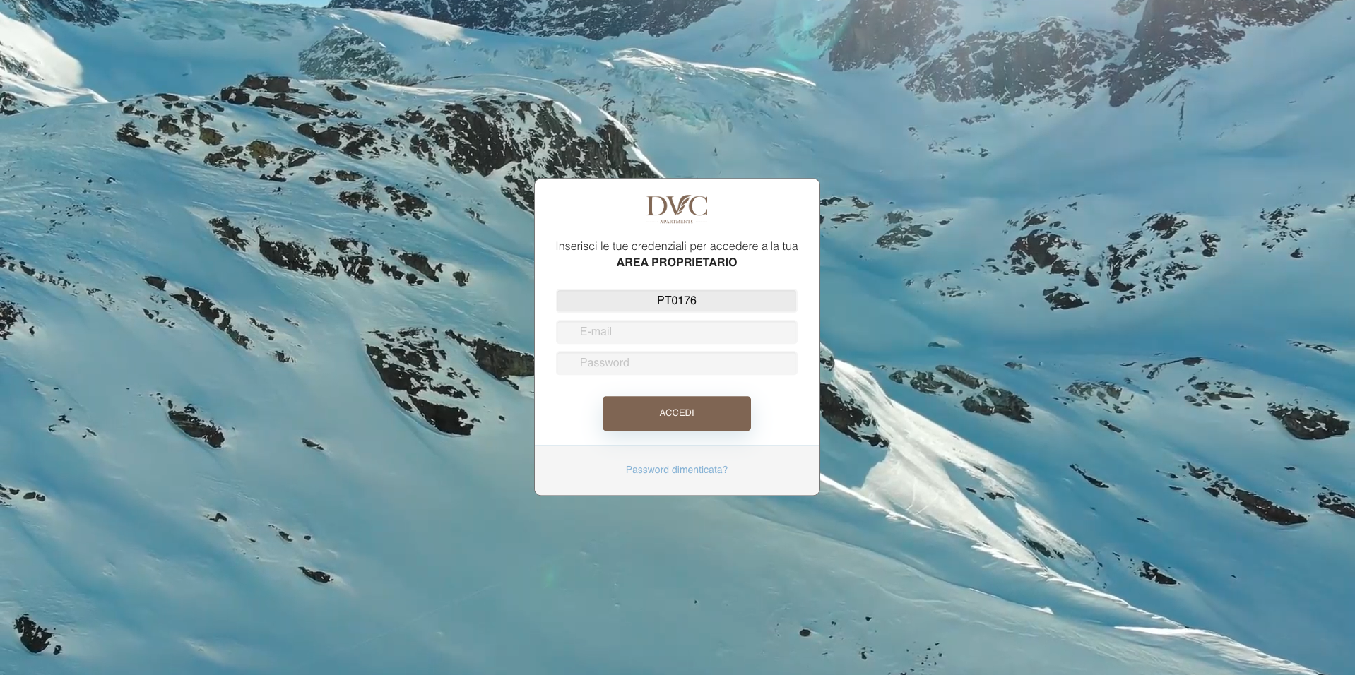 Screenshot area proprietario DVC Apartments