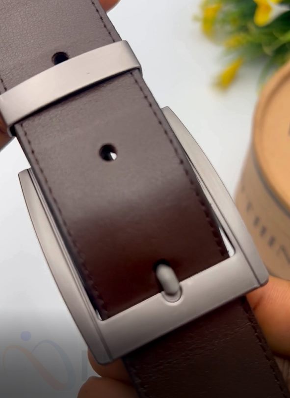Nettinx brown leather belt with silver buckle