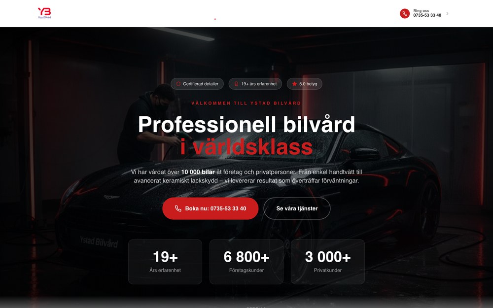 Ystad Bilvård website