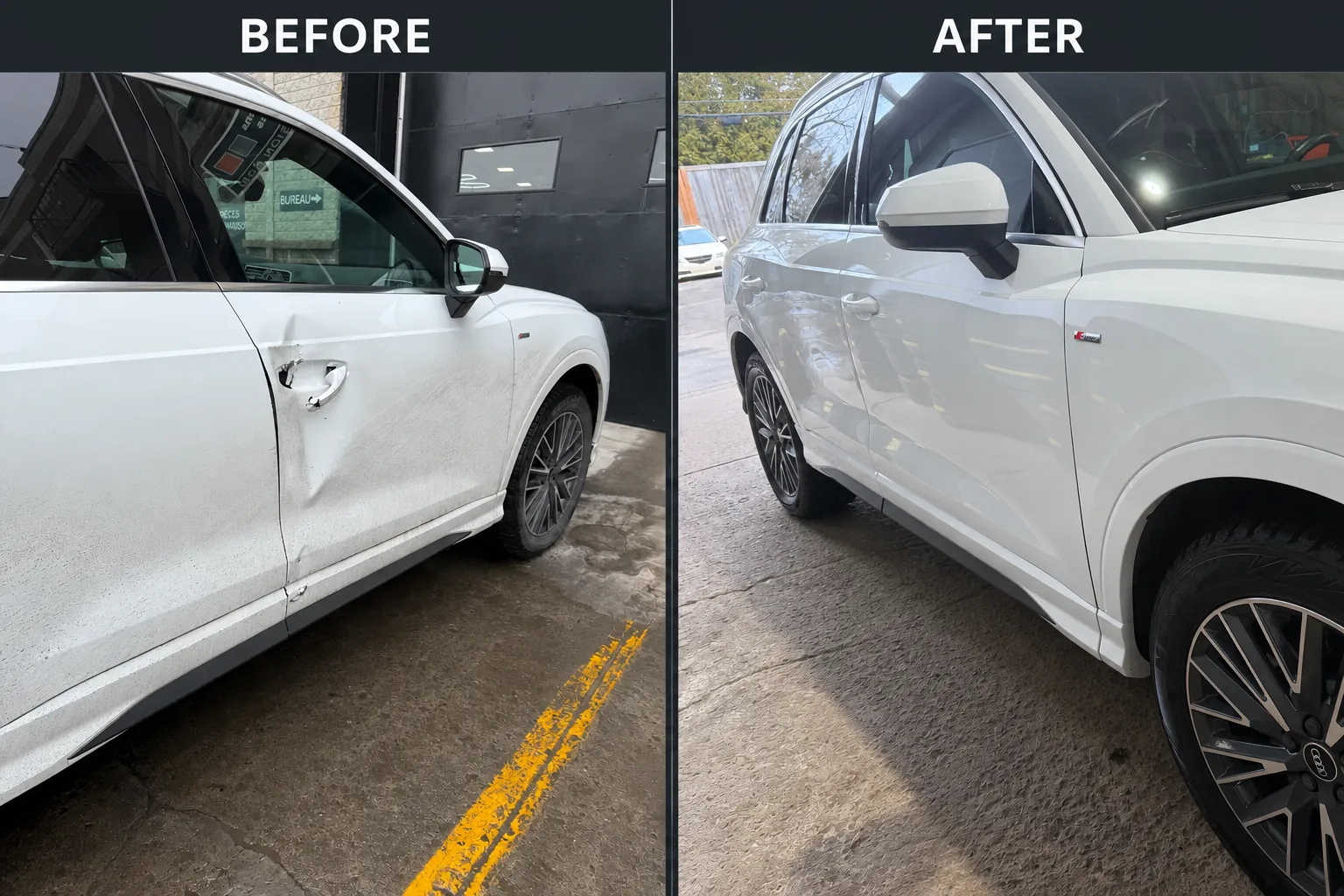 Dent repair and touch-up on a vehicle