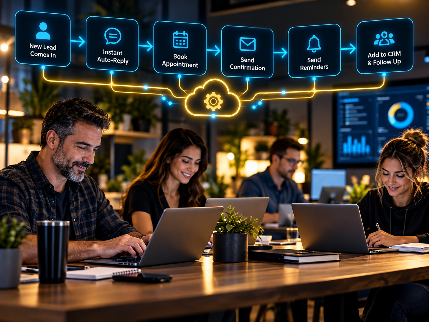 I Ninja LLC automated workflow running in the background while a business team works by Ian Lacovara