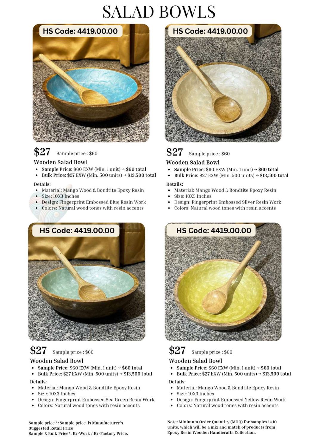 Salad Bowls catalogue page