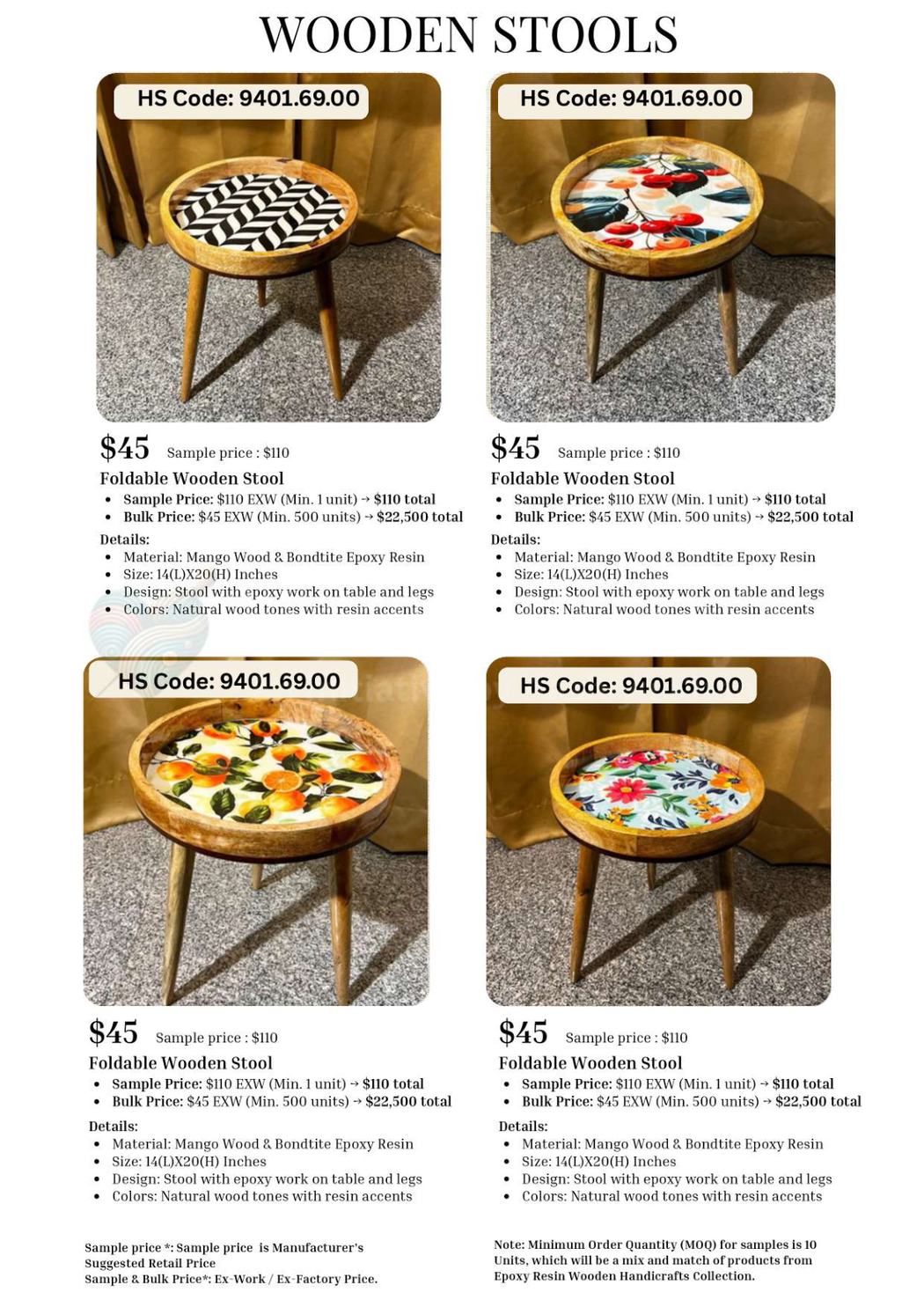 Wooden Stools catalogue page