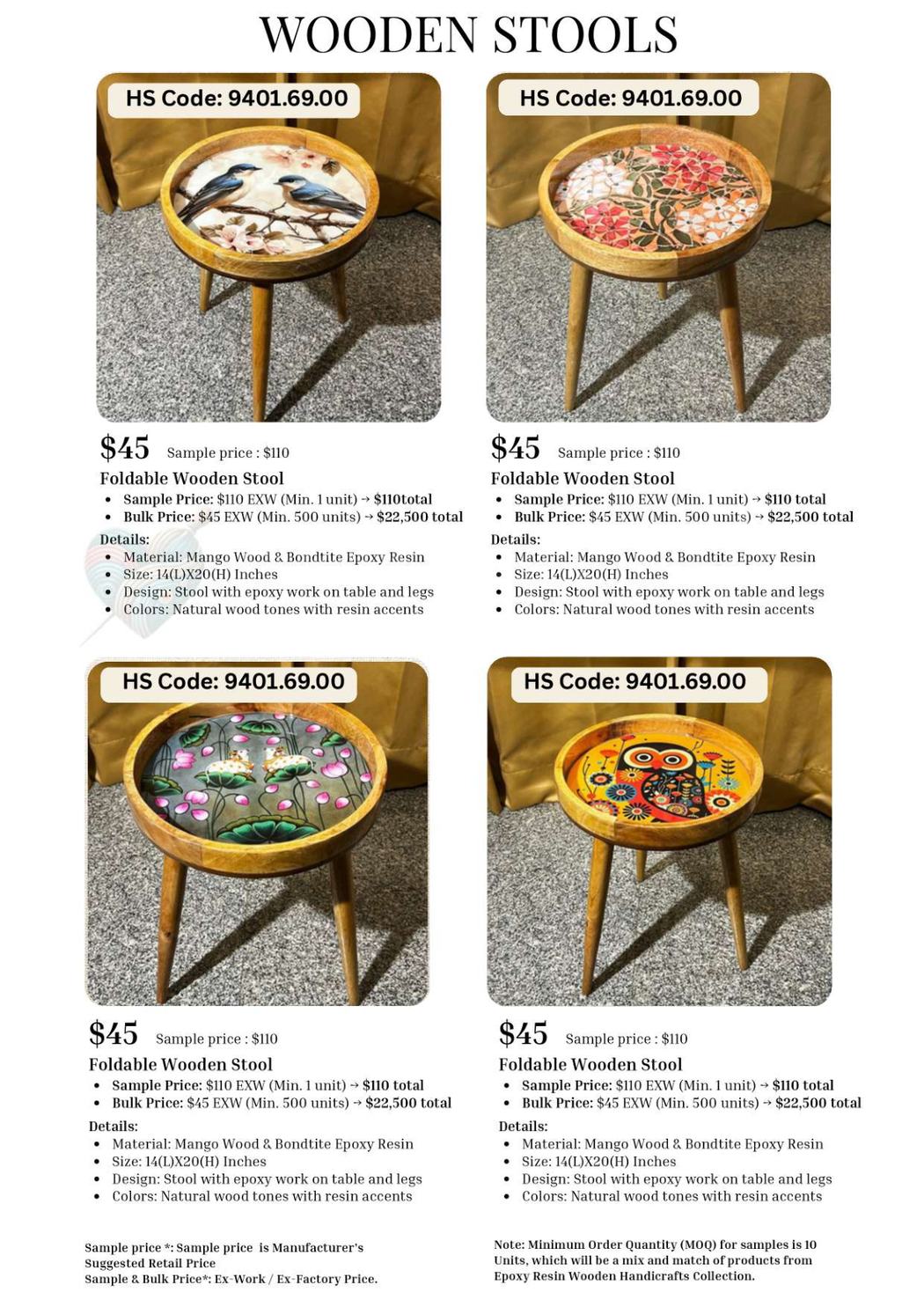 Wooden Stools More Designs catalogue page