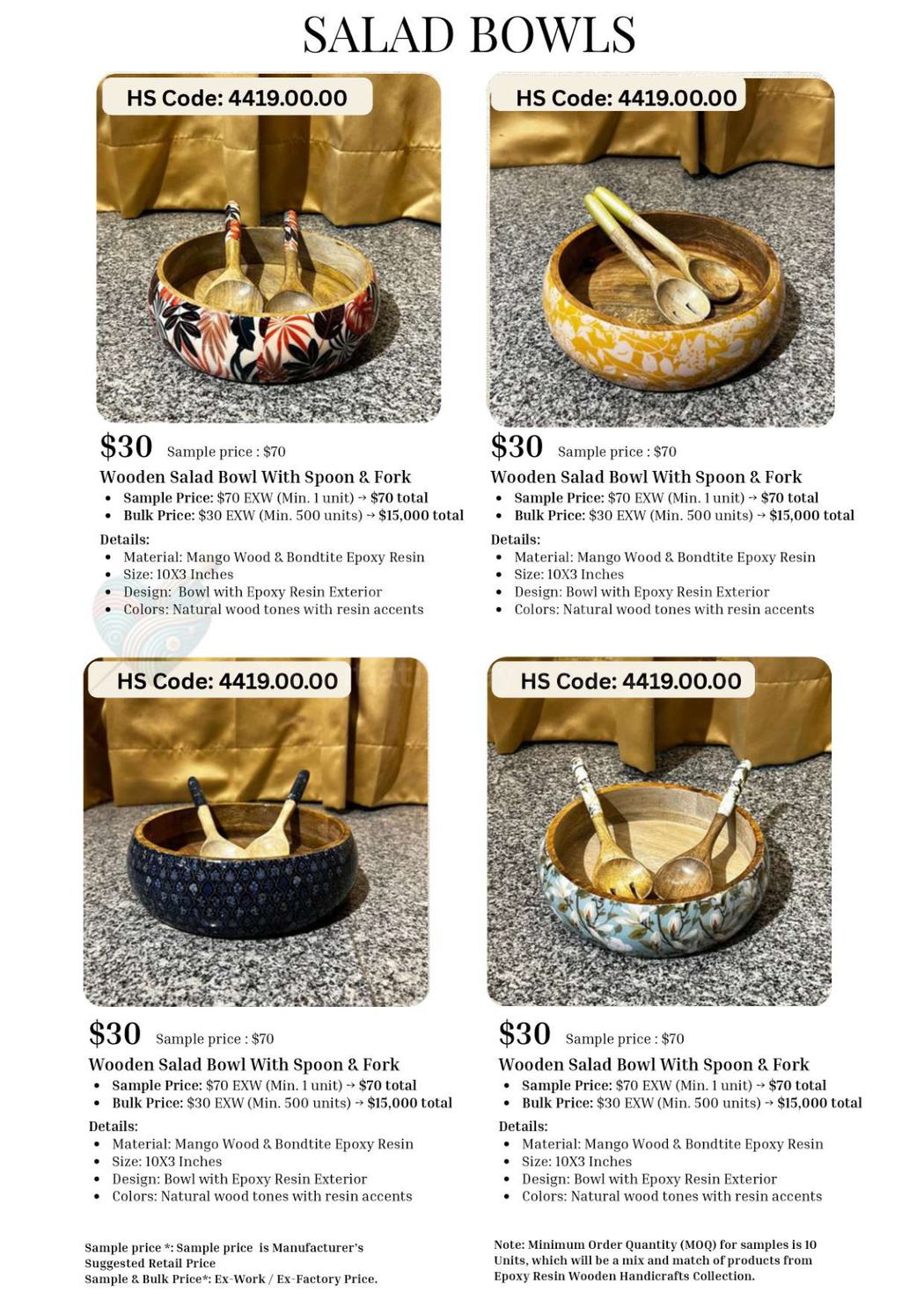 Resin Serveware catalogue page