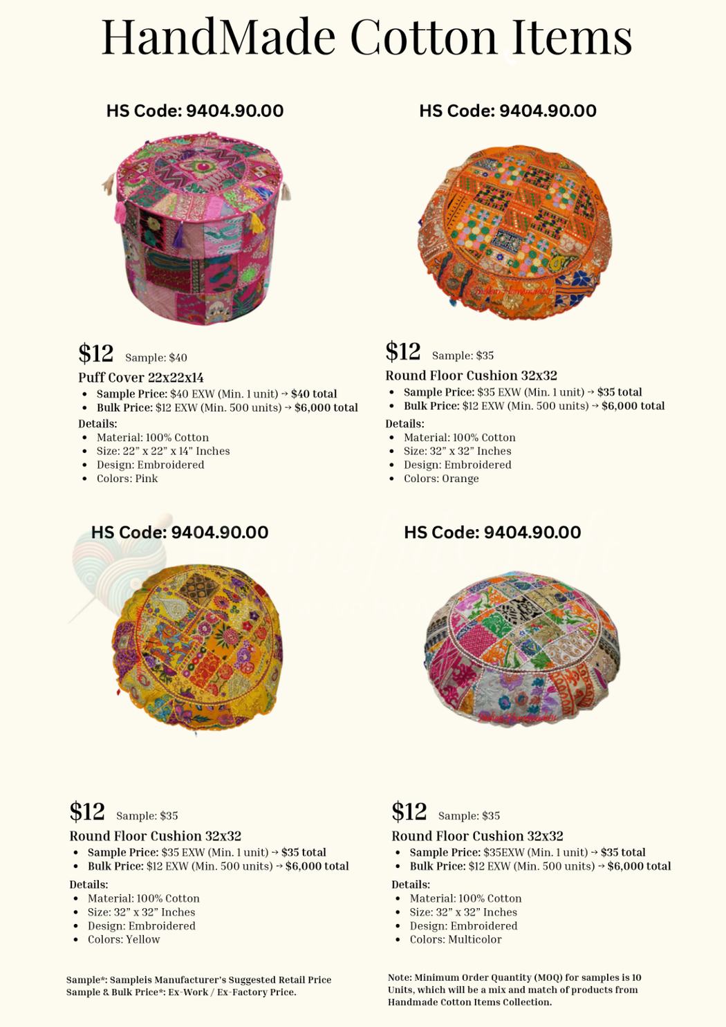 Cotton Utility Items catalogue page