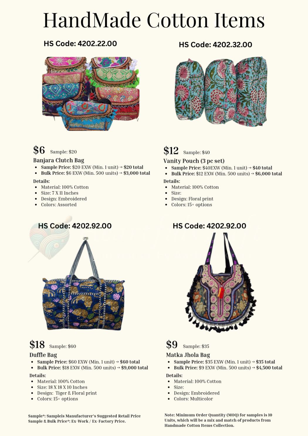 Cotton Bags Pouches catalogue page