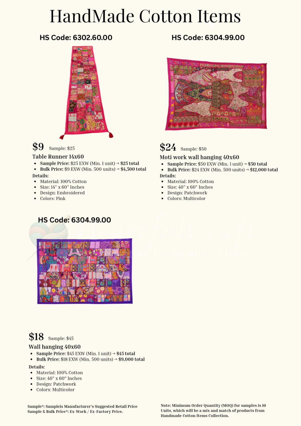 Handmade Cotton Final Collection catalogue page