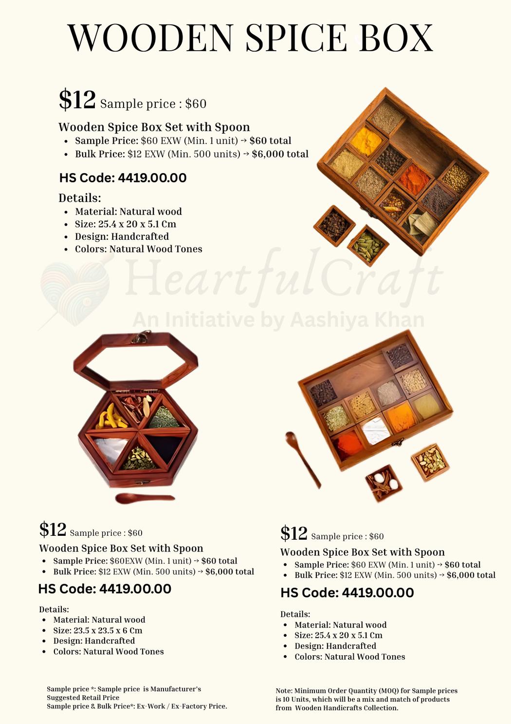 Wooden Spice Box catalogue page