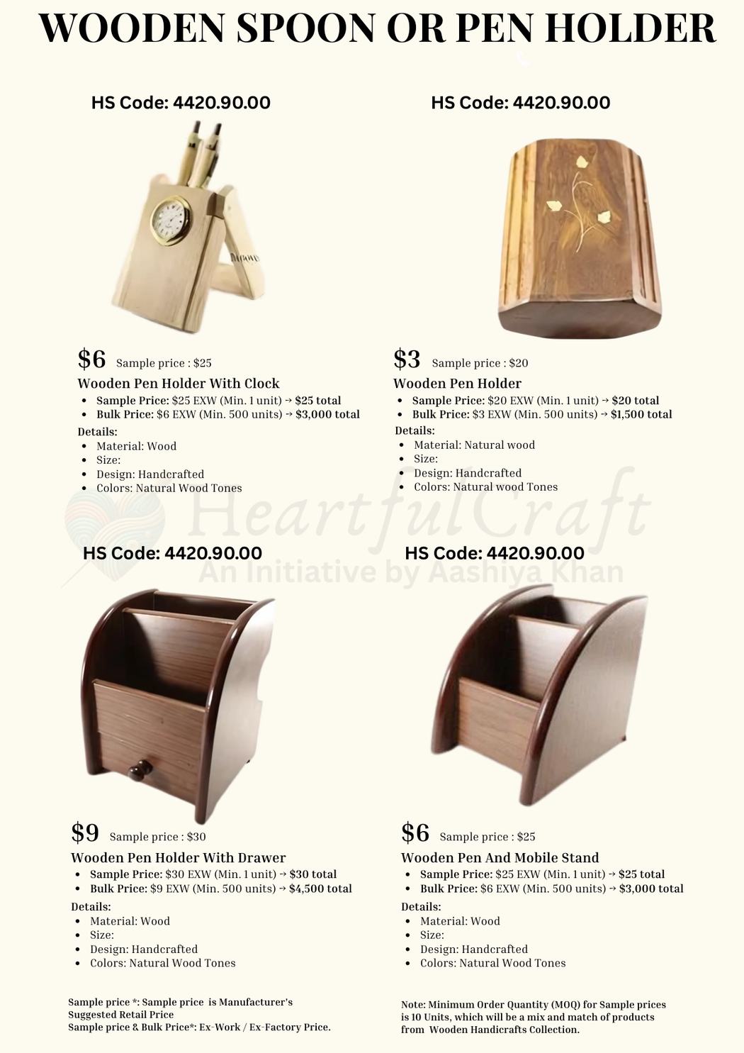 Wooden Spoon Pen Holder catalogue page