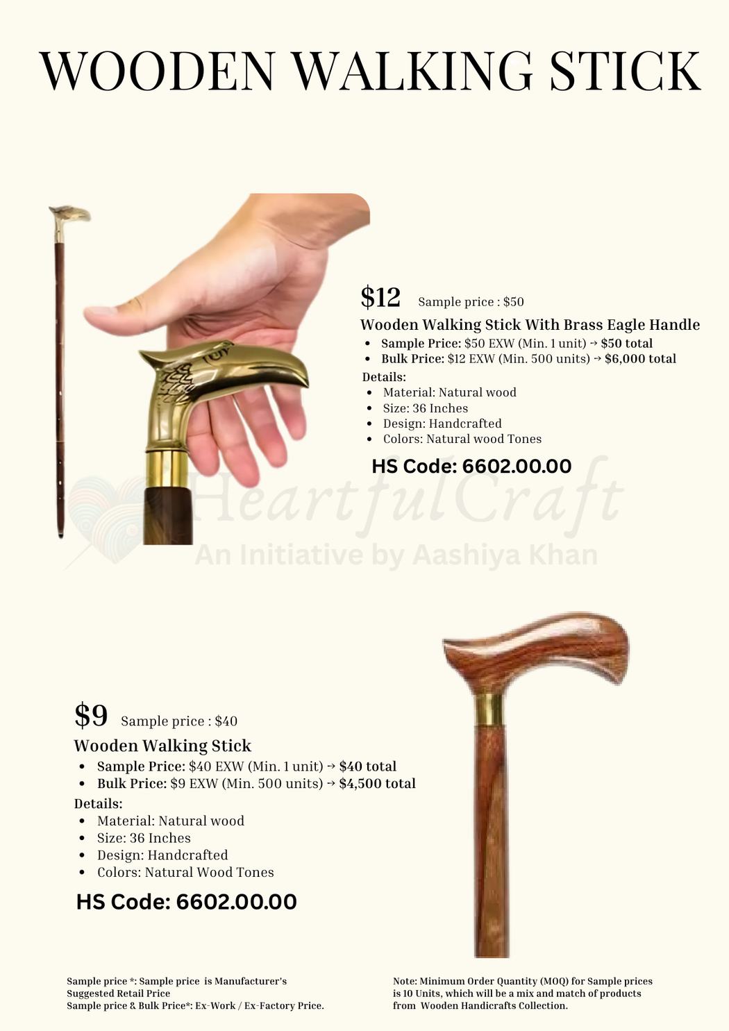 Wooden Walking Stick catalogue page