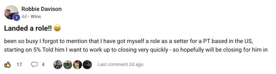 Robbie Davison - Landed a role
