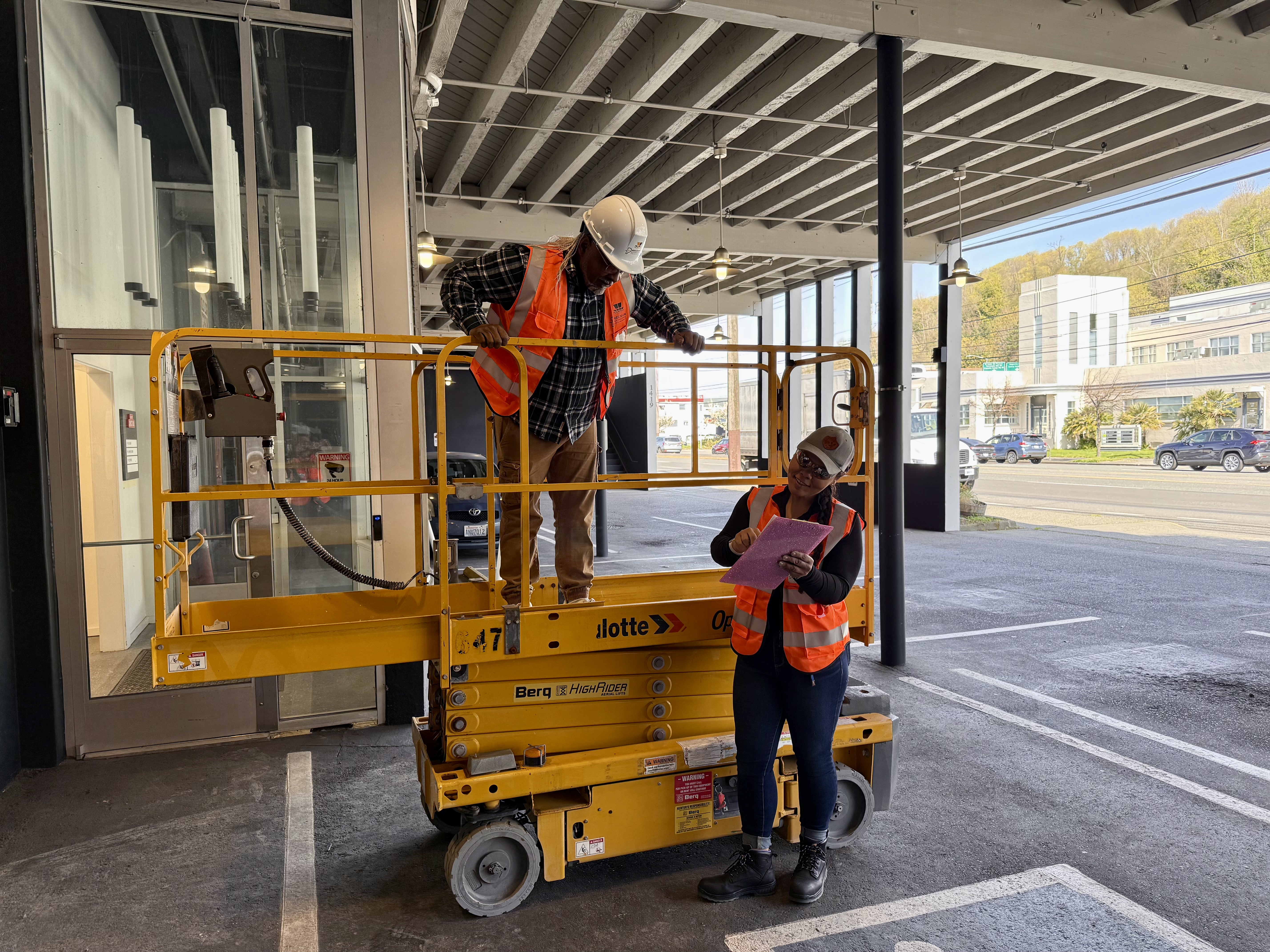 Mel on a job site with the team