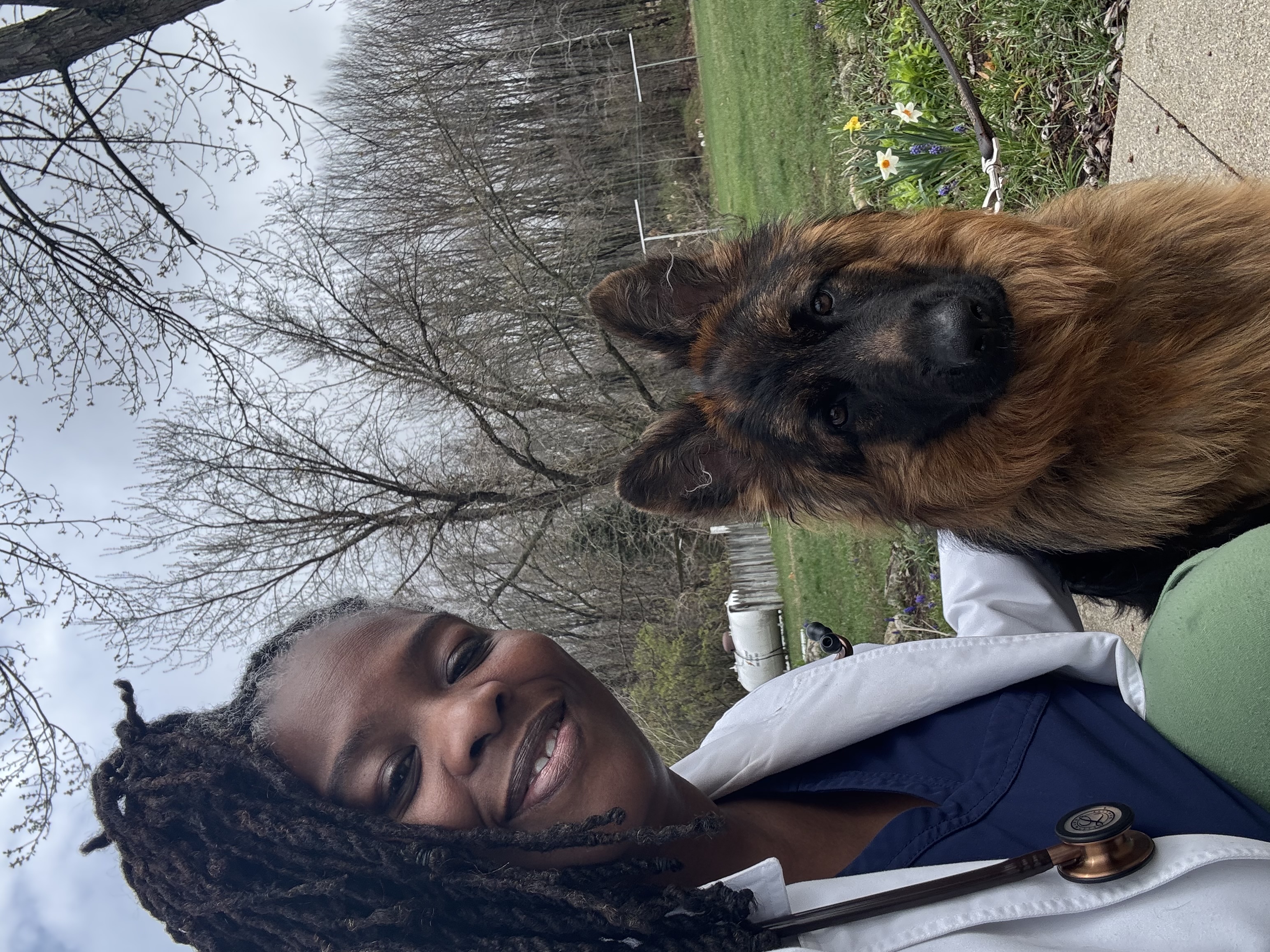 Dr. Croom, Vet Built Systems founder, with German Shepherd Liesel