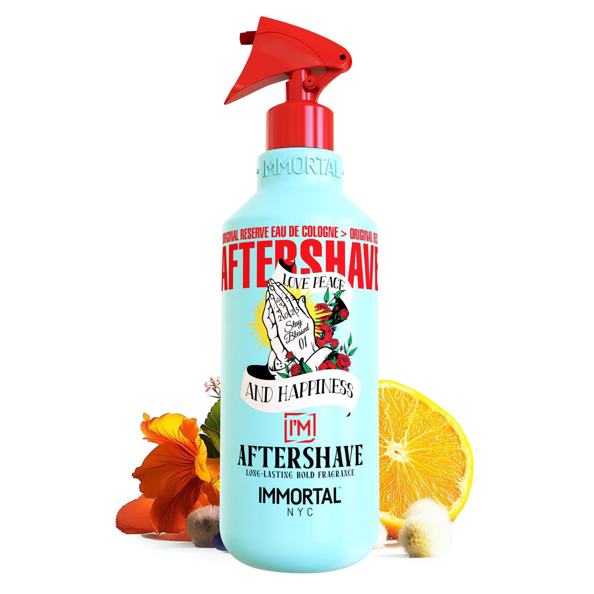 Immortal NYC Stay Blessed 01, After Shave Spray Premier Men ' S Cologne, 17 oz, Exclusive Barbers, Softens Skin, Refreshes, Disinfects and Relieves Face and Skin