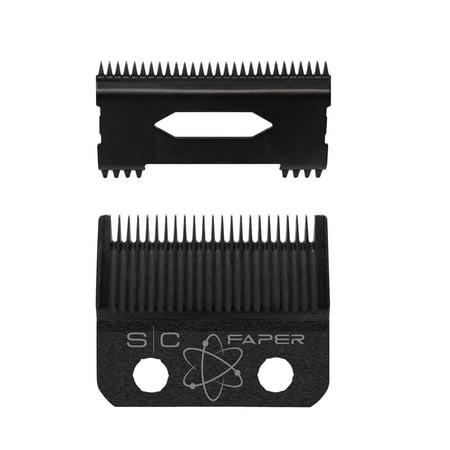 StyleCraft Replacement Fixed Black Diamond Carbon DLC Faper Clipper Blade with Moving Black Diamond Carbon Slim Deep Tooth Cutter Set