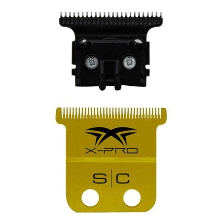 StyleCraft Replacement Fixed X-PRO Precision Gold Titanium Trimmer Blade with Black Diamond Carbon DLC The One Precision Deep Tooth Cutter Set