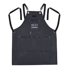 Stylecraft Black Heavy Weight Waterproof Professional Barber-Salon Apron Cross Back Strap and Pockets
