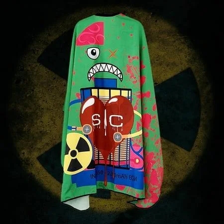 Stylecraft Professional Barber Cape Radioactive Design Green One Size