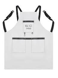 Stylecraft White Heavy Weight Waterproof Professional Barber-Salon Apron Cross Back Strap and Pockets