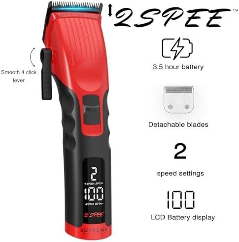 Supreme Trimmer 2Spee Hair Clipper - Red