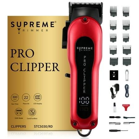 Supreme Pro Clipper w/ Fade Blade | 300 Min Run Time Professional Clipper Set Beard Trimmer STC5030 Red