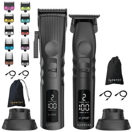 Supreme Trimmer 2-in-1 2SPee Beard Trimmer & Hair Clipper Combo | Removable Blades Speeds | Cordless Professional Barber Tools