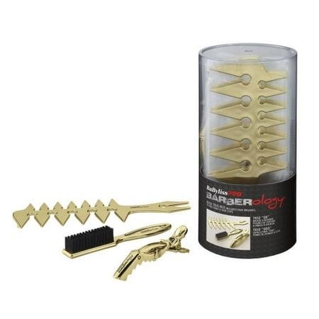 BaBylissPro Barberology Gold Trio Mix Includes Fade Brushes Hair Clips