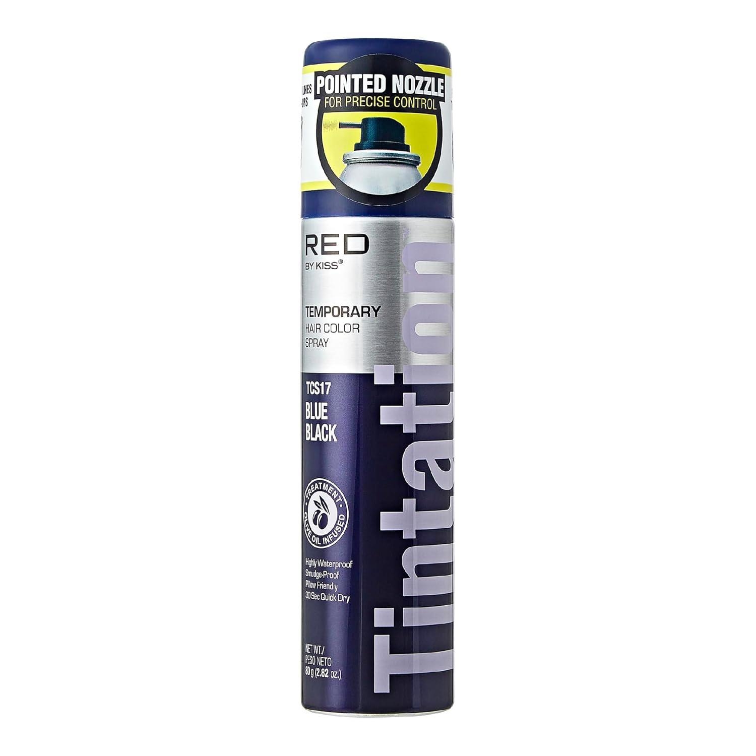 Kiss Tintation Temporary Hair Color Spray (Blue Black) 2.82oz