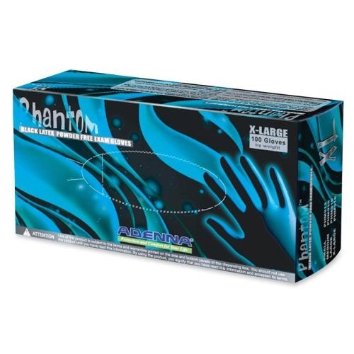 Phantom Powder Free Black Latex Gloves XL