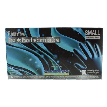 Phantom Small 6 mil Latex Powder Free Exam Gloves (Black Box of 100)