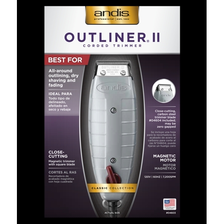 Andis Professional Outliner Li Square Blade Beard Trimmer - Blade Zero Gapper, Carbon Steel Blade