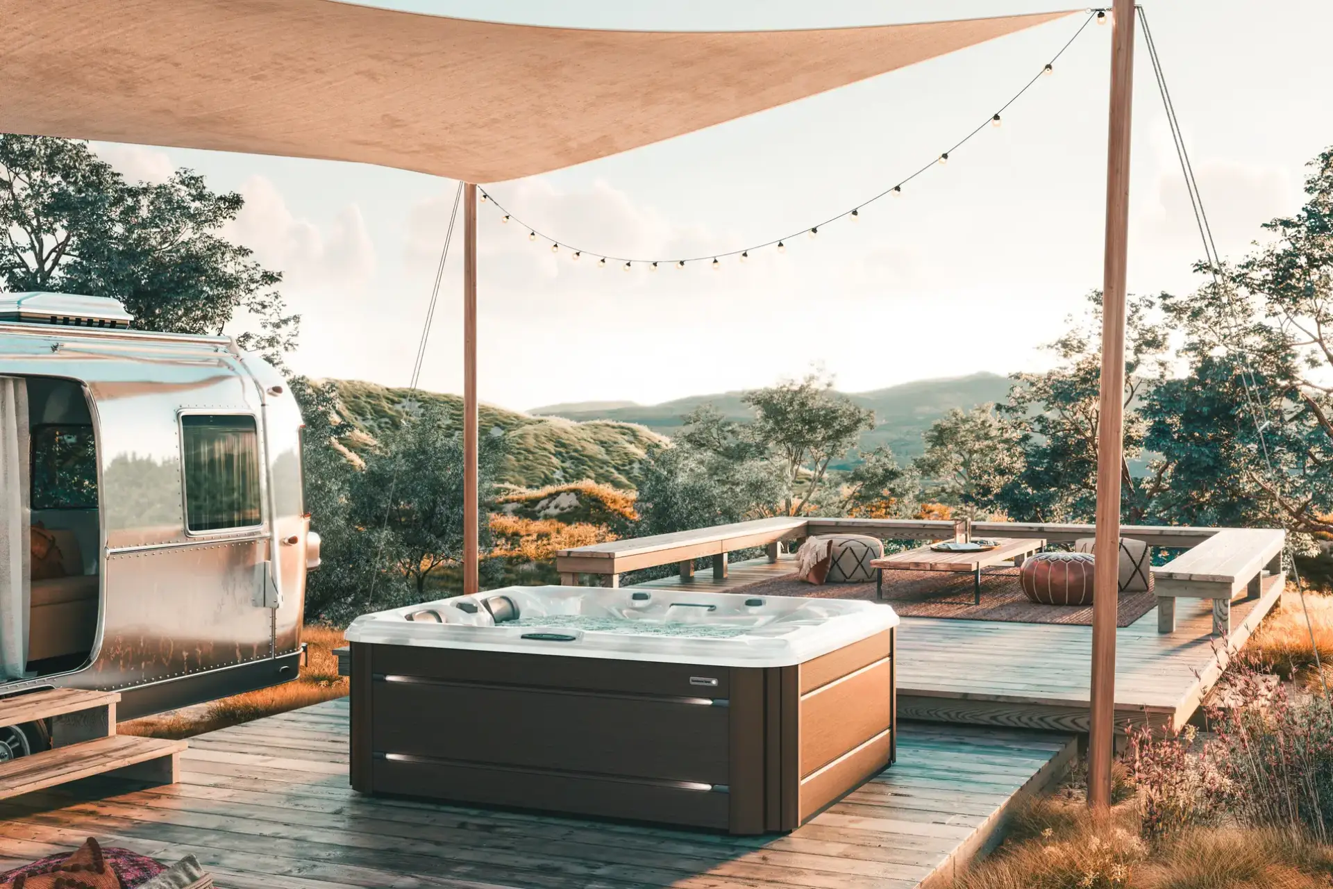 hot tub in backyard