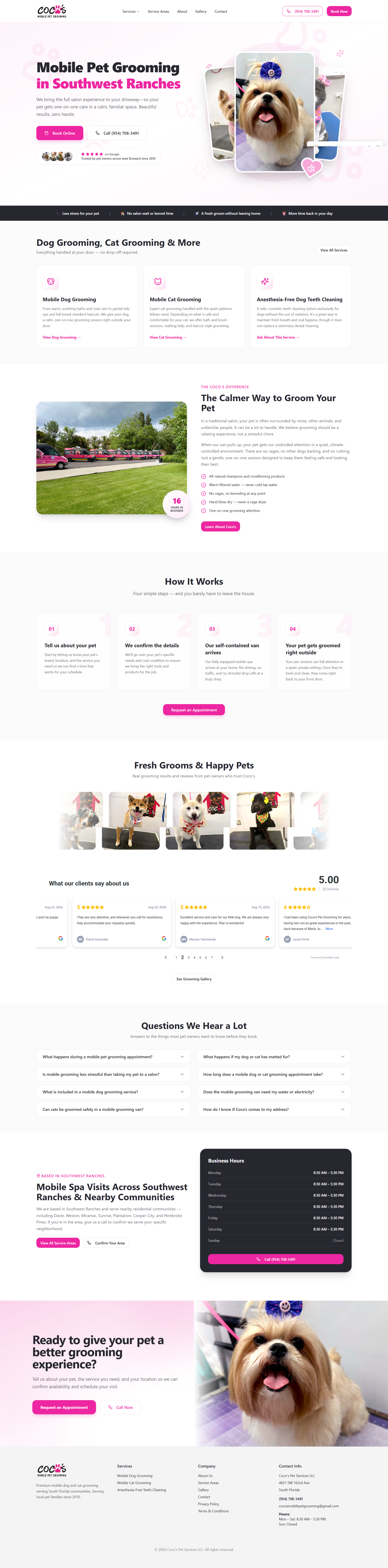 Coco's Mobile Pet Grooming website screenshot