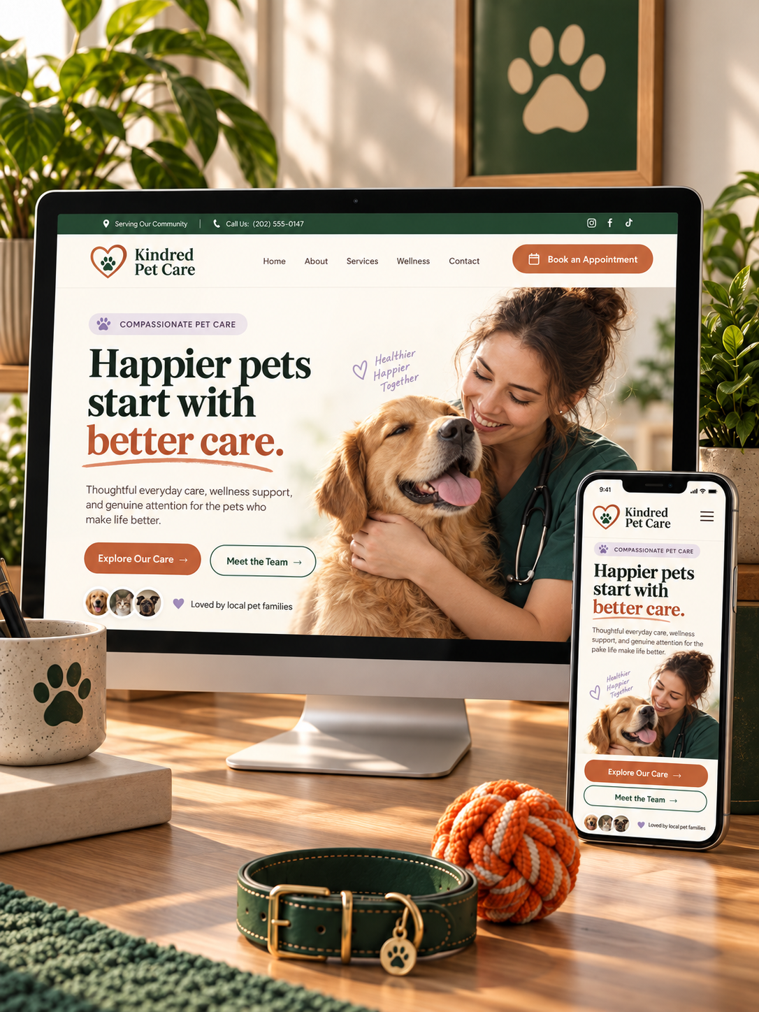 Pet salon website layout by Go Bark Loud