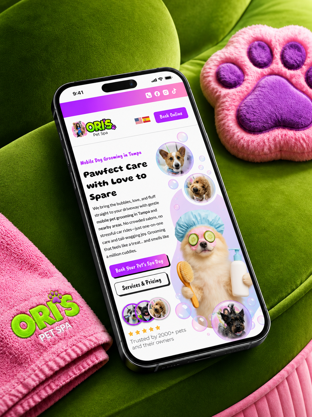 Pet-care website design preview by Go Bark Loud