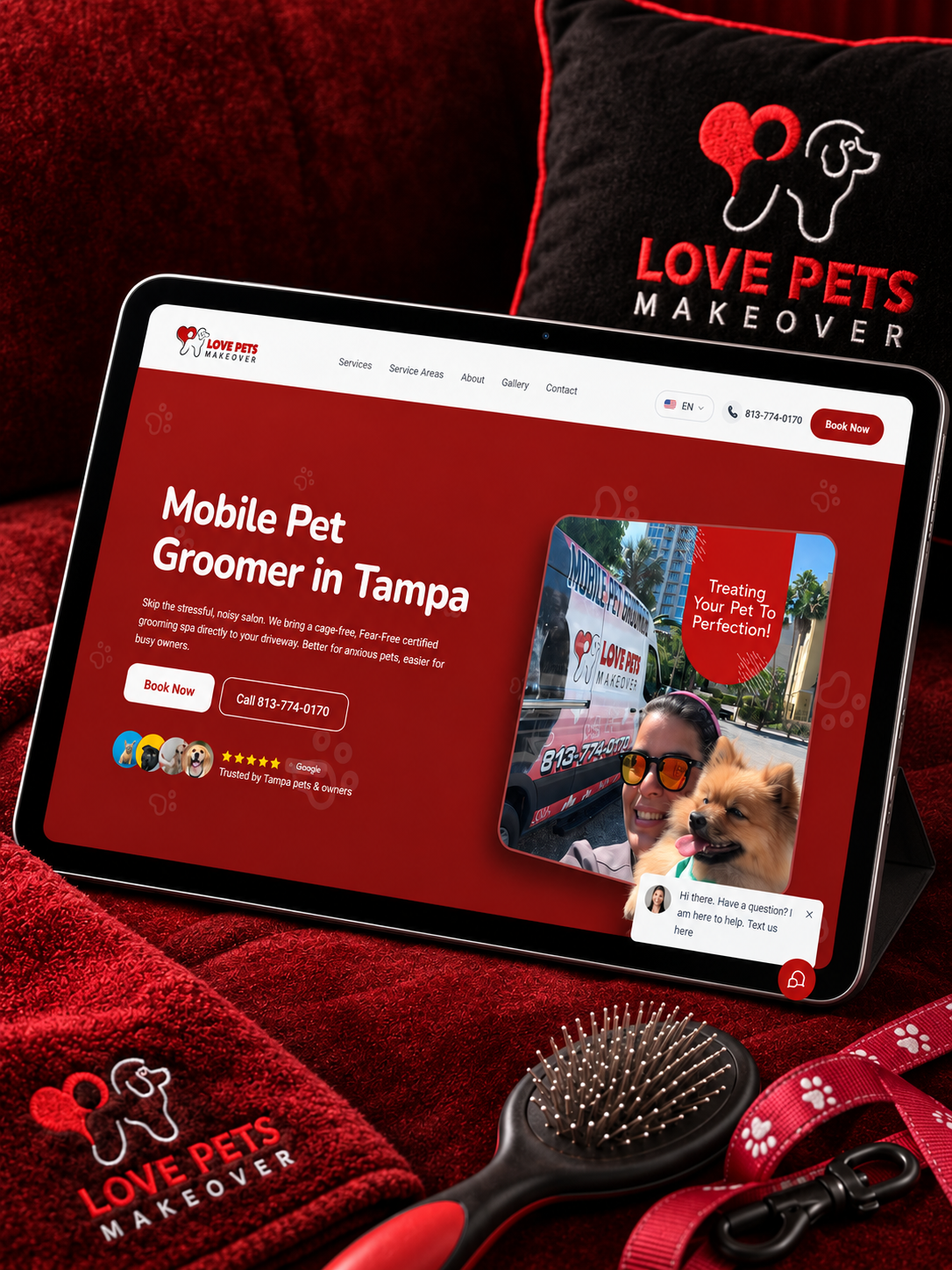 Local pet-care business website mockup by Go Bark Loud