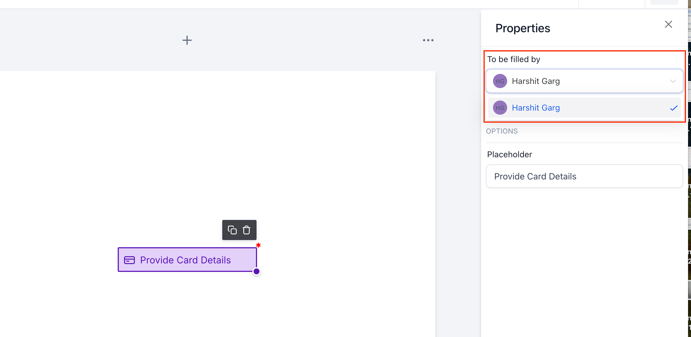 Documents & Contracts: Collect card details