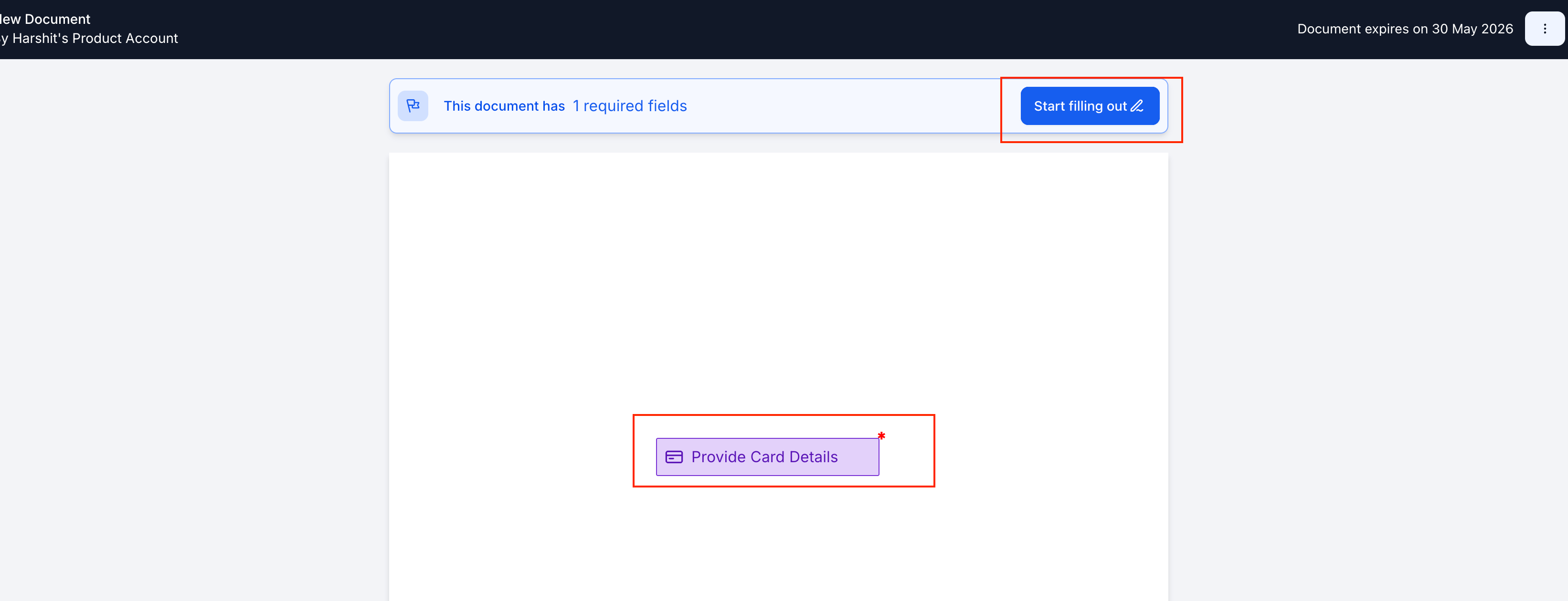 Documents & Contracts: Collect card details