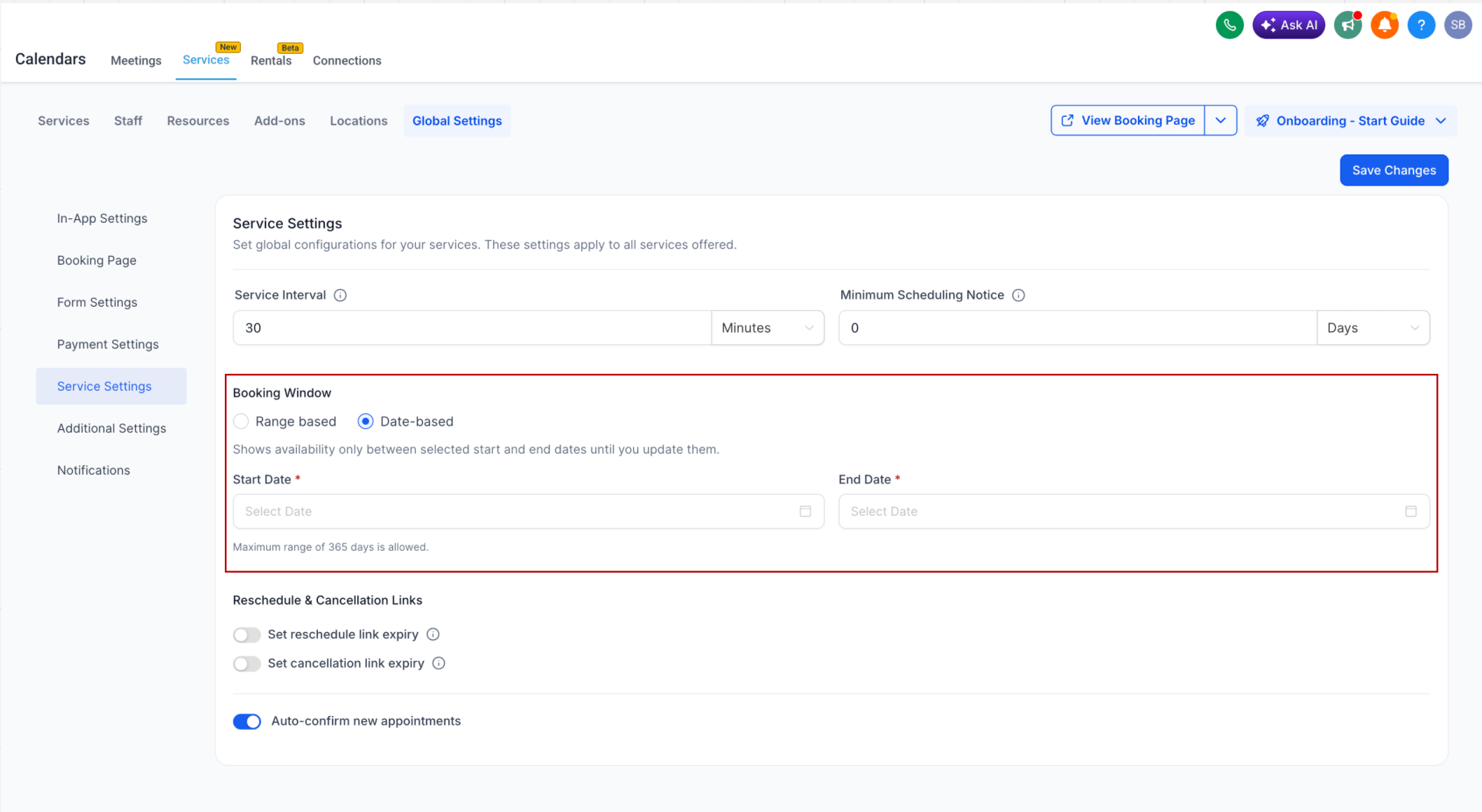 Services (v2) 🚀 Date-Based Booking Window is now live!