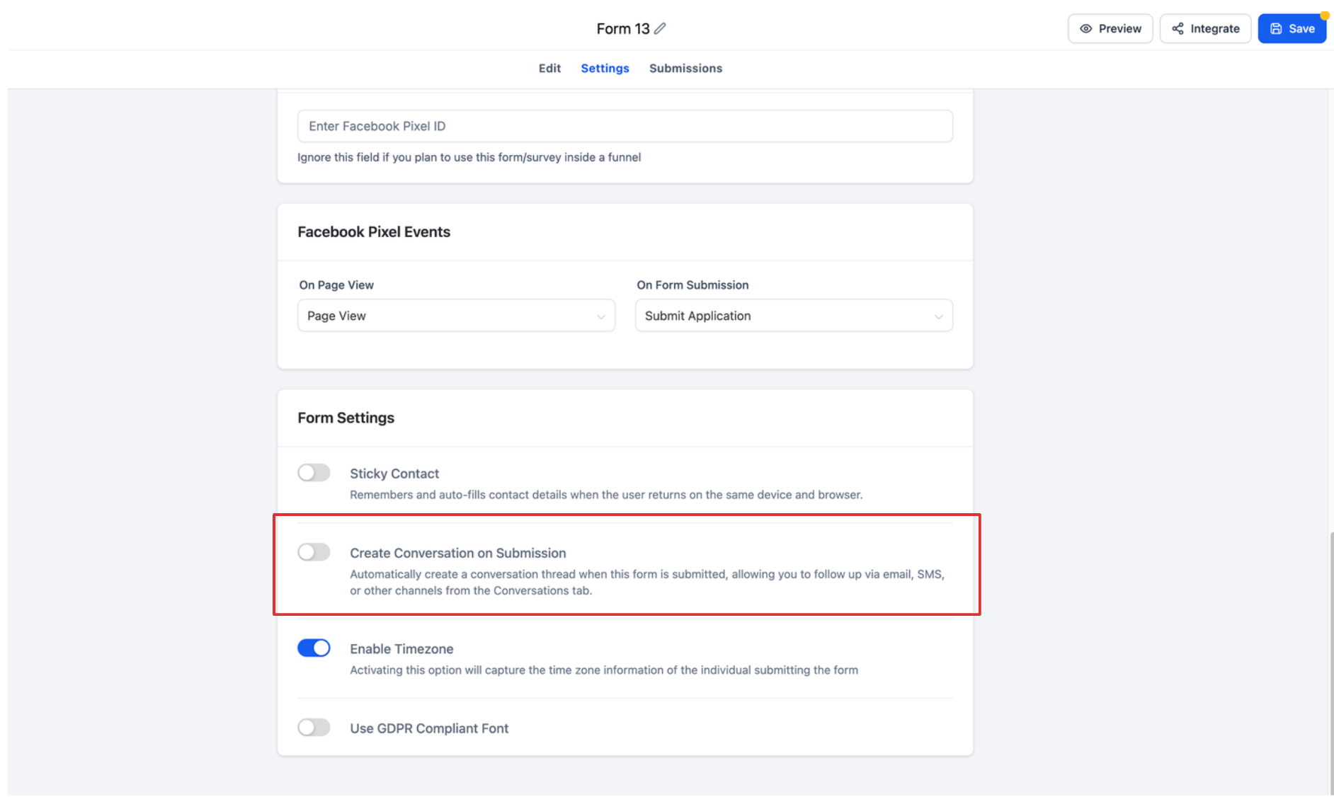 Access Form Submissions in Conversations