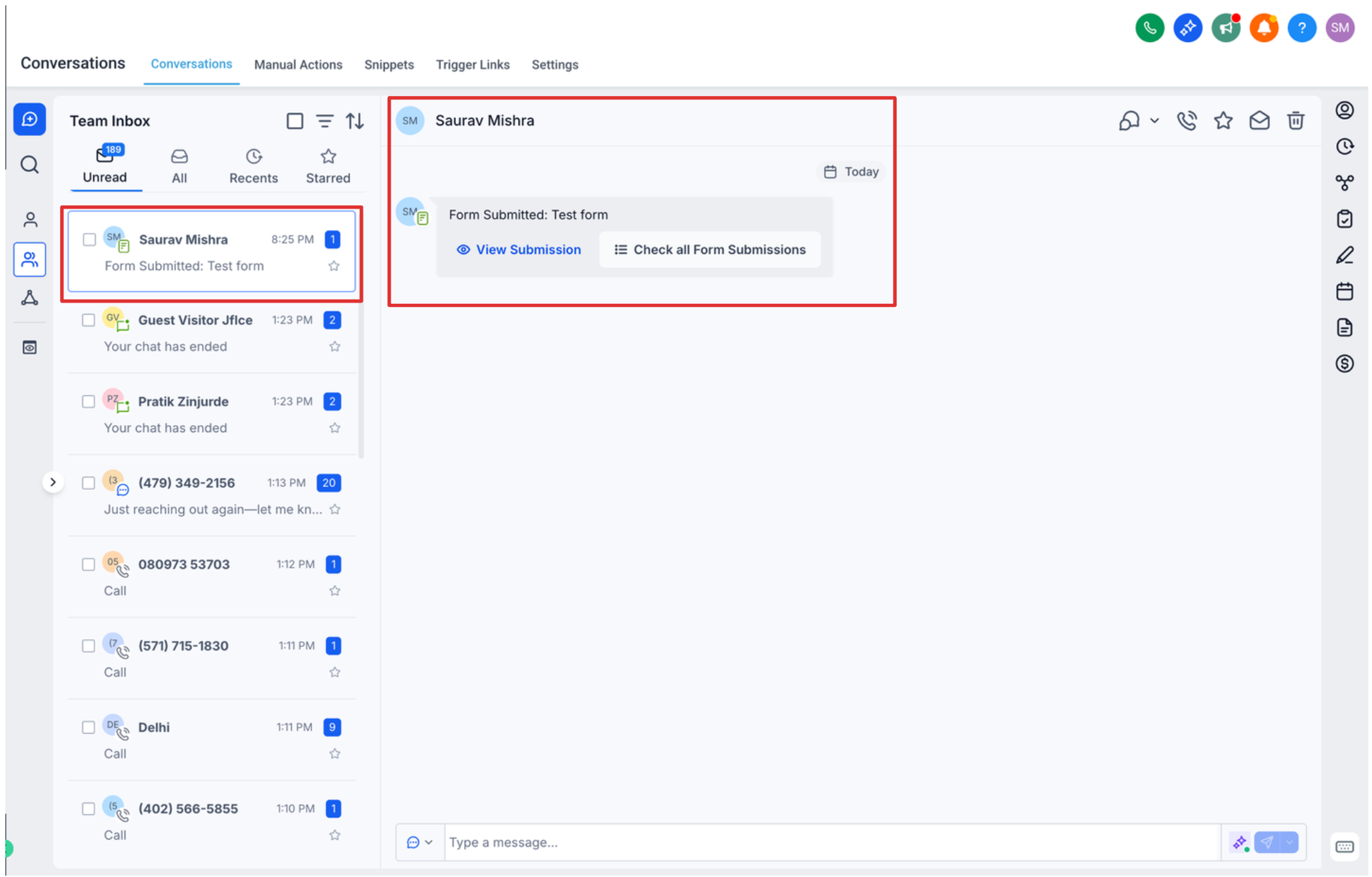 Access Form Submissions in Conversations