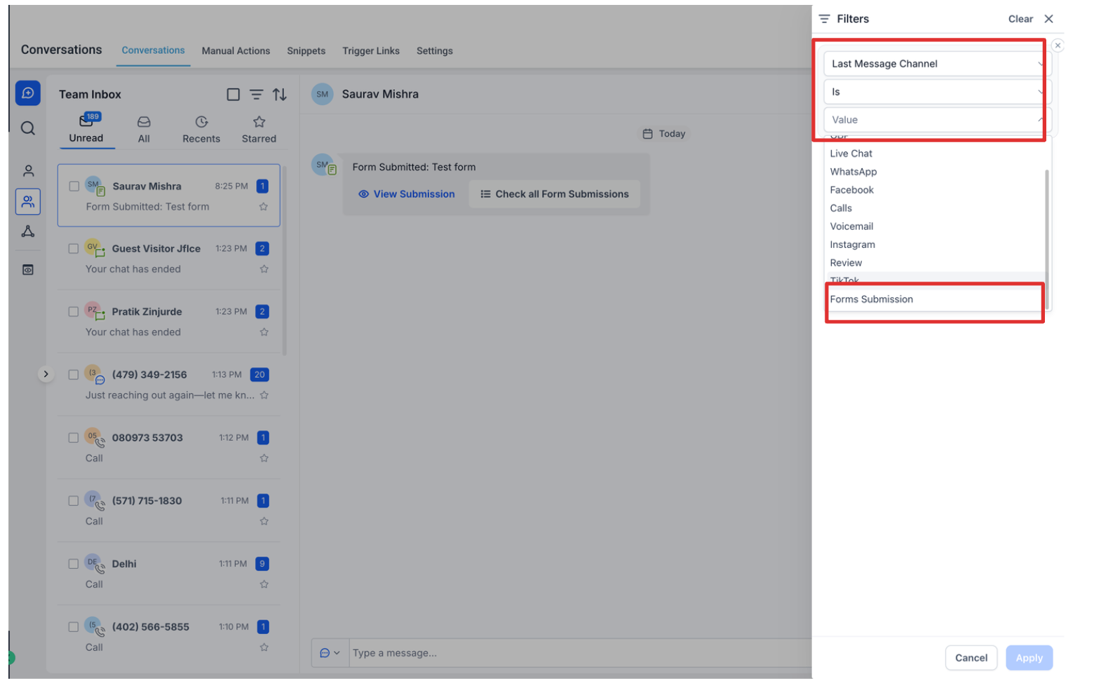 Access Form Submissions in Conversations